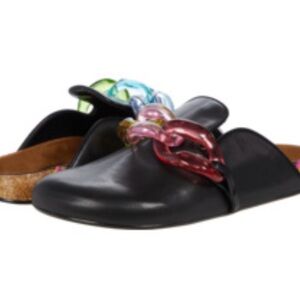 Black Slip-On Shoes with Colorful Chain Detail